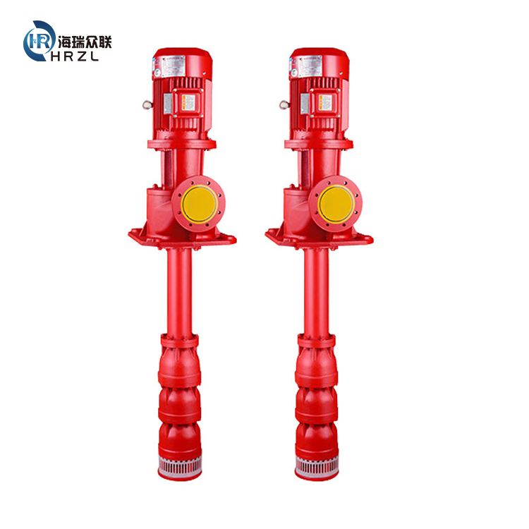 Long axis deep well fire pump set